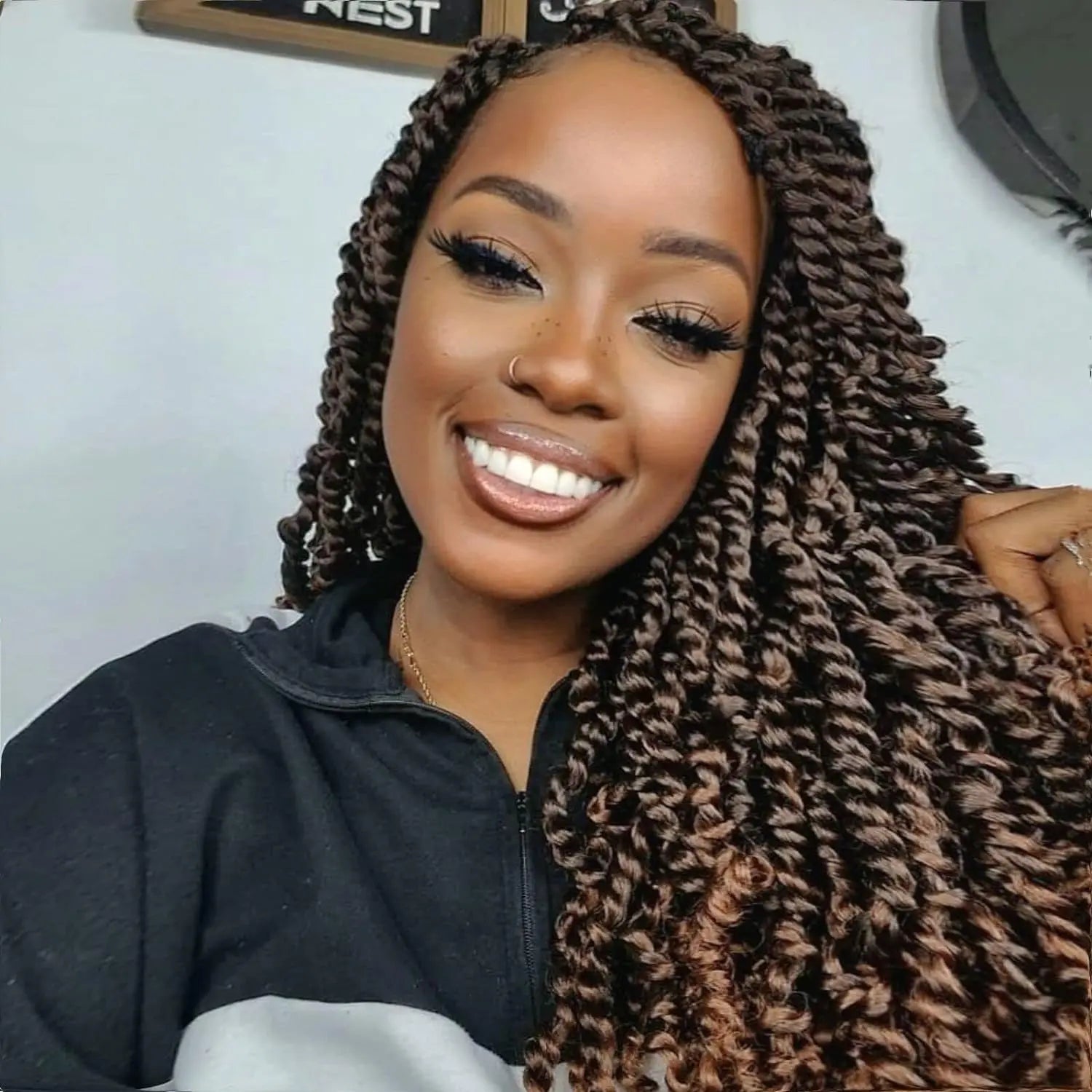 ( US ONLY) FAST SHIPPING NB | Toyotress® Tiana Passion Twist Hair - Pre-twisted Crochet Braids Natural Black, Pre-looped Synthetic Braiding Hair Extensions Toyotress